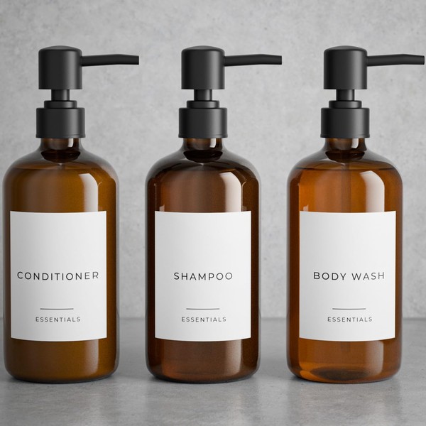 Stylish Shampoo and Conditioner Dispenser Set of 3 - Modern