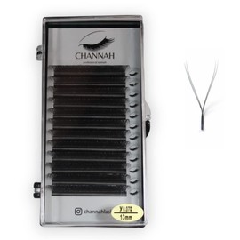 Blíster Extensión de pestañas VOLUMEN YY, brasileña, hawaiano mixto, eyelash extension, fibras ligeras, suaves, naturales, simétricas (0.07D, 13-MM, mate black)