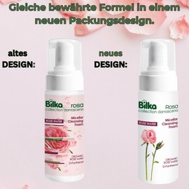 Bilka Collection Rosa Damascena Micellar Cleansing Foam, Facial Cleansing for Every Day with Organic Rose Water, D-Panthenol and Glycerin, Natural Cosmetics, 1 x 140 ml