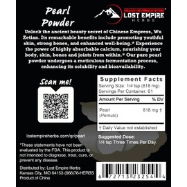 Lost Empire Herbs Pearl Powder Micronized & Fermented – Supplement to Support Skin, Hair, Nails, Teeth (50 Grams)
