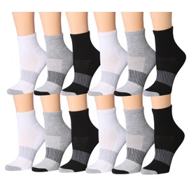 Tipi Toe - Calcetines deportivos deportivos para correr y correr para mujer, 12 pares, Monocromo a rayas, 9-11
