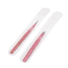 G.S Tweezers for Ingrown Hair, Precision Slant Tweezers and Pointed Eyebrows Tweezer Set Stainless Steel Eyebrow Plucking 2 Pieces (Pink & Black) Best Quality