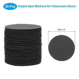 PATIKIL 2" Carpet Spot Markers, 35Pcs Circle Dot Markers Hook and Loop Carpet Spots for Decoration Elementary Preschool Teacher, Black