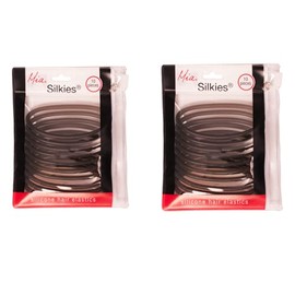 Mia Silkies, lazos para el pelo, elásticos de silicona para el cabello, dura 10 veces más que las bandas de goma, negro translúcido, para mujeres, adolescentes, atletas, niñas, 2 paquetes de 20 unidades