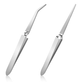 Pack of 2 Cross Locking Tweezers, Cross Tweezers, Curved and Straight, Stainless Steel Splitter Tweezers Set, Precision Mechanic Fine Curved Tweezers for DIY Crafts, Jewellery Making, Electronics Laboratory