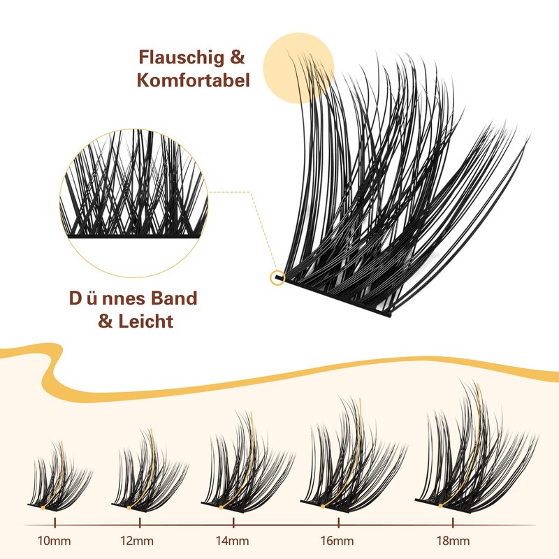 QUEWEL Eyelash Clusters, Mixed Length, Natural Look, False Eyelashes, Durable