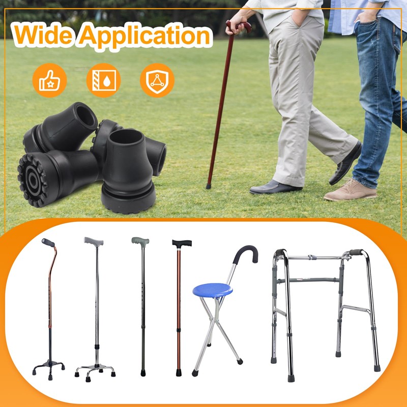 Bonsicoky 2 Pack Cane Tips 3/4 Inch Heavy Duty Rubber