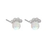 Dainty CZ Moonstone Paw Stud Earrings for Women Silver Plated