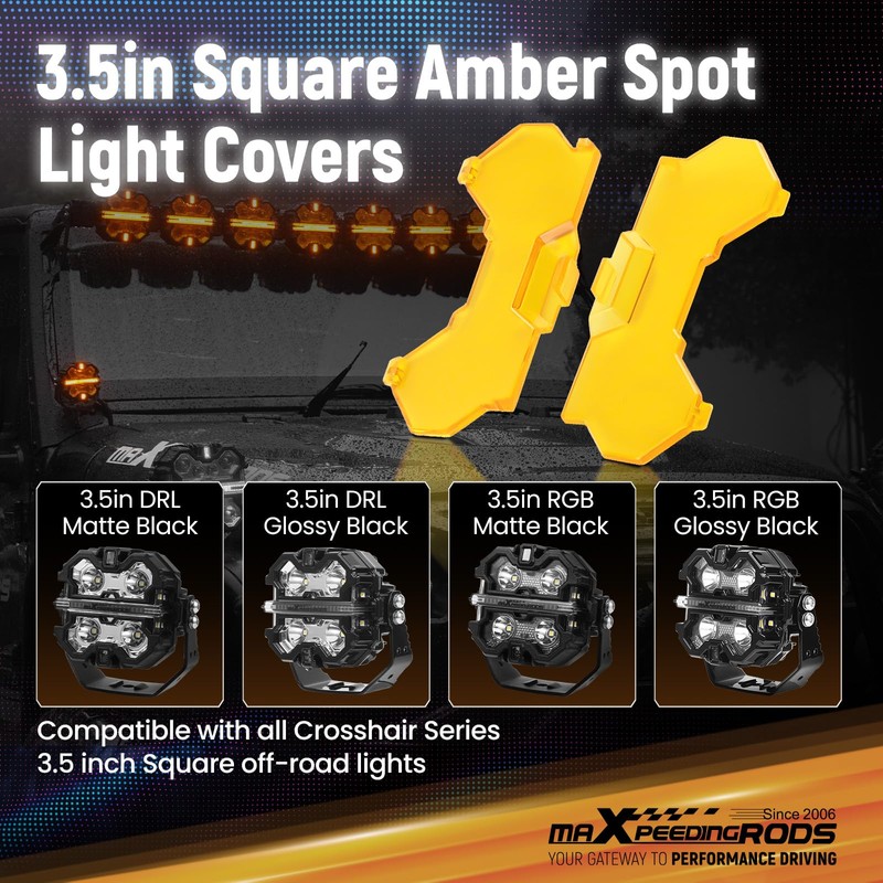 3.5 Inch Amber Light Covers 4PCS Off-Road Light Cover Yellow