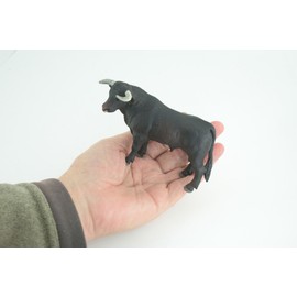 Collectible Wildlife Gifts Black Bull, Toy Cattle, Realistic Hand Painted Cow Model, Gift, 5" CH796 BB187