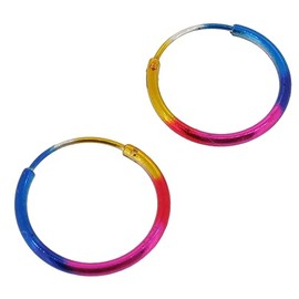 Touch Jewellery 925 Sterling Silver 14mm Hoop Earrings Pink Blue Yellow Enamel