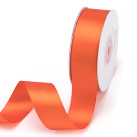 IHKFILAN Satin Ribbon, Tarrid Orange (25 mm x 22.86 m), Matt Shiny Gift Ribbon, Elegant Ribbon for Decorating & Crafts, for Wrapping Special Gifts, for Weddings, Christenings, etc
