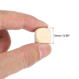 PATIKIL 14mm Wooden Blank Dice, 120Pcs Unfinished 6 Sides Cube Dice with Round Corner Square Wood Blocks for DIY Craft Projects