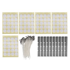 100pcs White Wax Candle Wick with Holder 100pcs Foam Double Sided Tape 10pcs Stainless Steel Candle Wick HolderYellow