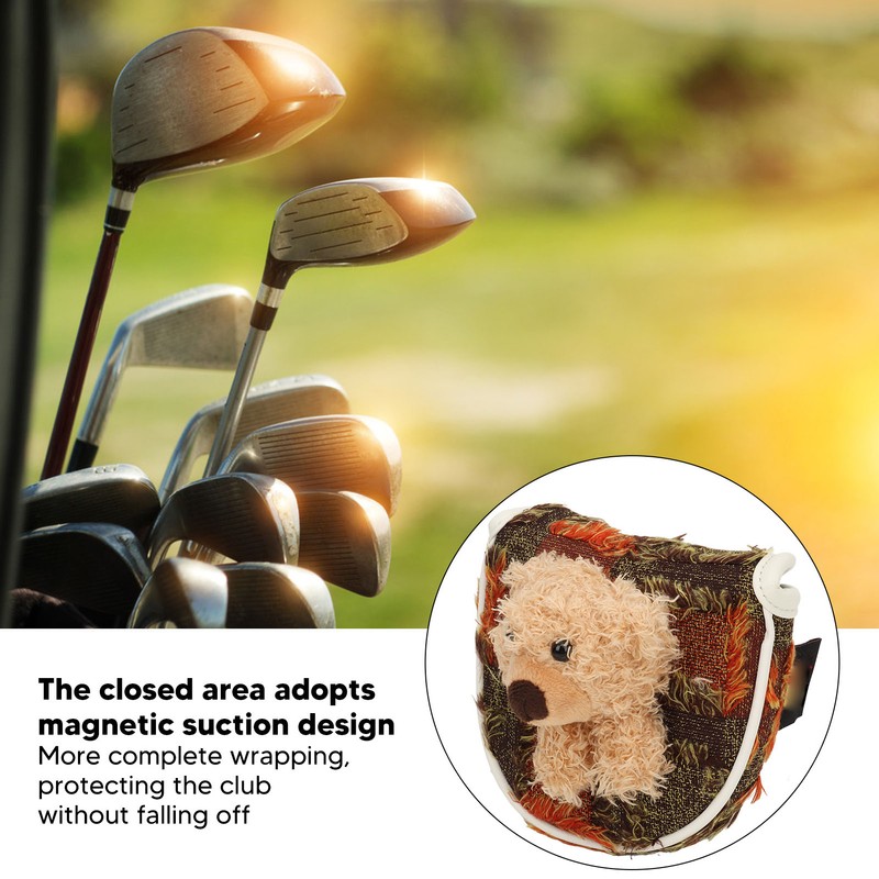 Golf Club Head Cover Half Round Adorable Bear Decor Magnetic