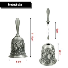 GKMJ Campana de Mano,Campana de Mano con Llamadas,Campanas Decorativas Perfectas para Festivales,Multipropósito Campanas para Manualidades,El Hogar Decoración de La Boda Bar (Plateado)