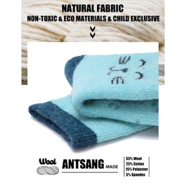 ANTSANG Kids Merino Wool Hiking Socks Toddlers Boys Girls Winter Warm Thick Thermal Crew Boot Heavy Cozy Snow Cabin Gift Snowboarding Socks 6 Pairs for Childs (Cat B,8-12 Y)