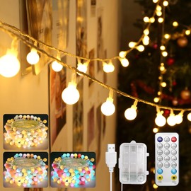 OMIKA 33 FT 100 LEDs Color Changing Battery Operated String Lights Waterproof, Warm White & Multicolor Fairy Lights USB Powered with Remote for Indoor Party Girls Bedroom Classroom Decor