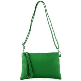 modamoda de T186 Italian Leather Clutch / Shoulder Bag, Medium - Leaf Green, size: s