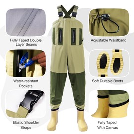 Ghosthorn Chest Waders for Kids Children Waders Nylon Waterproof Fishing Waders Toddler Youth Hunting Waders with Boots EVA for boys Girls