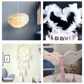 Doyeemei Feather Shower, Feather Shower, Plenty of Feathers, 200 Pieces, Plenty of Feathers, 200 Pieces, Decorative Feathers for Weddings, Weddings, Birthdays, Events, Parties, Craft Materials, DIY Decorative Accessories, White