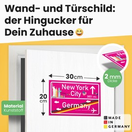 DankeDir! New York City Sign Pink Gift for Her - America Travel Cute Decoration NYC Fans Wall Decoration Door Sign Girls Home Gift Idea Birthday Gift Best Friend Party Decoration