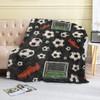 coedoaes Soccer Sport Fleece Blanket,50x60in,Red Cleats Green Goals Balls Black