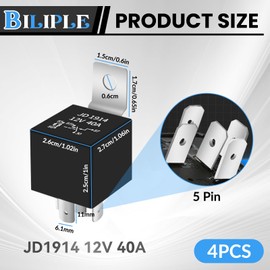Pack of 4 12 V 40 A SPDT 5-Pin Car Relay with Socket JD1914, 5-Pin Car Vehicle Engine with Wires, Switching, for Vehicles, Mini Relay for Car, Truck and Boat