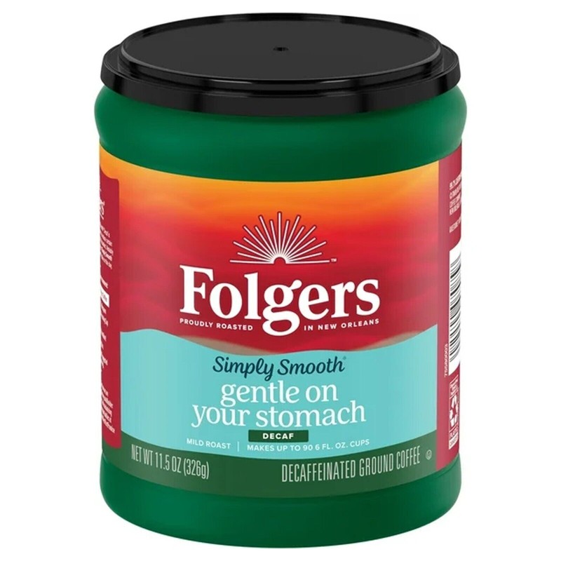 Folgers Simply Smooth Decaf Ground Coffee, 11.5 Oz. Canister, 2