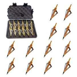 KURUGEILI 12 Pack Hunting Broadheads with Storage Case 3 Blades Archery Broadheads 100/125 Grain Screw-in Arrow Heads Arrow Tips for Traditional Bows and Compound Bow
