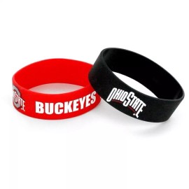 Aminco Ohio State Buckeyes Wide Rubber Wristband - 2 Pack