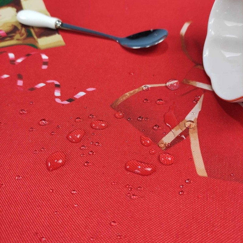 WedDecor Christmas Table Cloth Round Polyester Tablecloth with Bow Ribbon