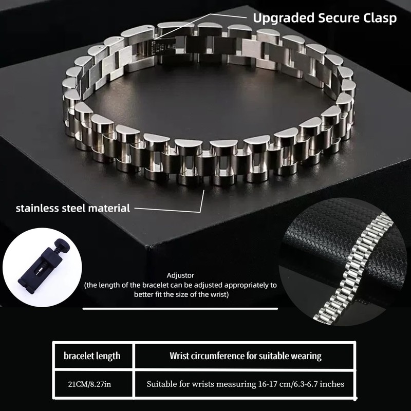 Luckly Aulay Men's 2-Piece Adjustable Bracelet Set with Tool, Stainless