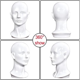 Tcwuzick Male Mannequin Head Professional Manikin Head for Display Wigs Hats Headphone Mask Sunglasses Jewelry and Scravat Display Stand (white)