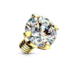 Paula & Fritz® Dermal Anchor Attachment Zirconia Various Colours Sizes and Thicknesses 316L Surgical Steel Skin Anchor Skin Diver Implant Ball, Stainless Steel, Cubic Zirconia