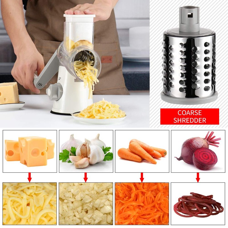 Ourokhome Cheese Grater Vegetable Slicer - Rotary Round Drum Grater