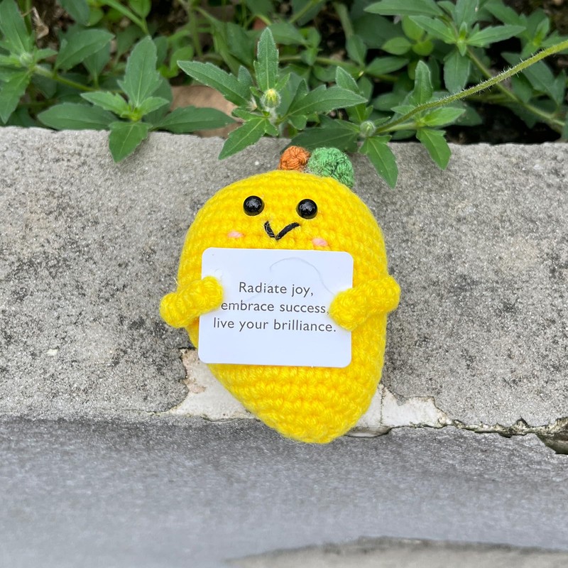 PLWalker Emotional Support Mango Gifts Crochet, Positive Fruit Cute Funny