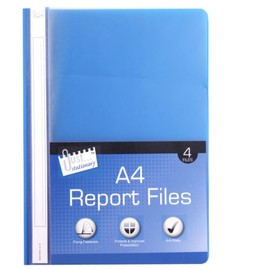 Just stationery A4 Business/Report File with Metal Tab - Assorted Colours (Pack of 4), 6502