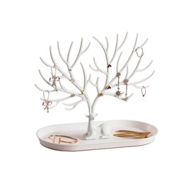 EINCORN Jewelry Display Holder Stand Earrings Pendants Necklace Jewelry Storage Rack Antler Tree Jewelry Box Holder, as the picture shows, White