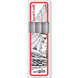 Uni Pin Fineliner Drawing Pen - In Gift Box (Light Grey - Brush, 3)