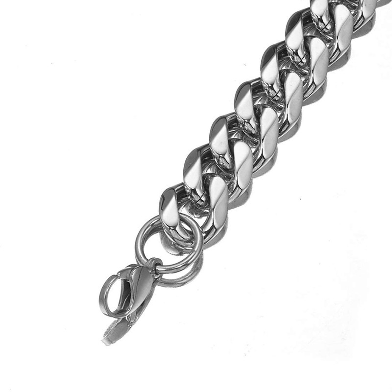 GZMZC Cuban Link Chain Necklace or Bracelet Silver Curb Chain