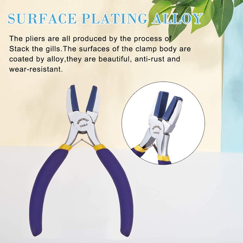BENECREAT Double Nylon Jaw Flat Nose Pliers Mini Steel Wire