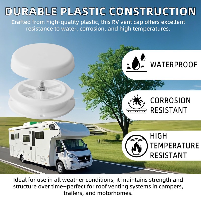 Aussio 2-Pack Mushroom Style RV Roof Vent Cap with Putty