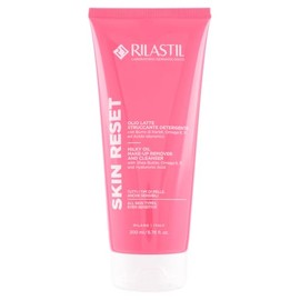 Rilastil Skin Reset Olio Latte Struccante Detergente, Nutriente, Emolliente e Lenitivo, con Burro di Karité, Omega 6-9 e Acido Ialuronico, 200 ml