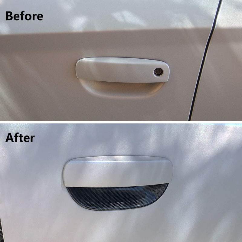 Jstotrim Carbon Fiber Door Handles Bowl Cover Trim Decal Bezel