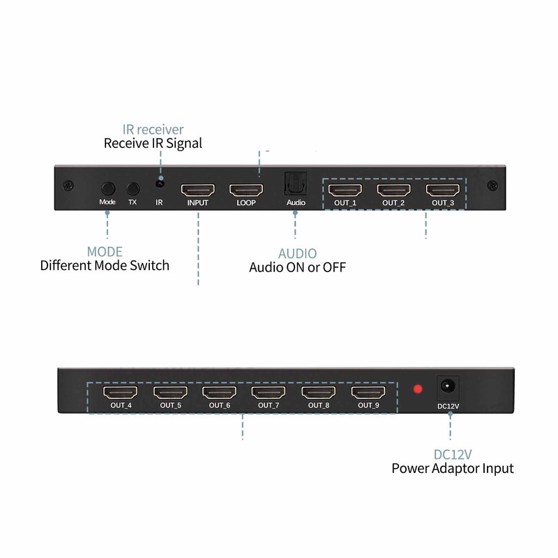 4K HD Multimedia Interface Splitter Professional Plug and Play Multiple