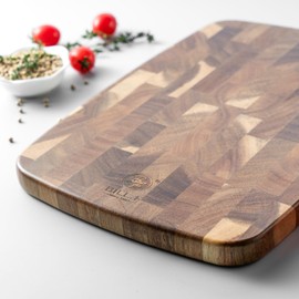 Wood Cutting Board Butcher Block, Wooden Chopping Board Handles Meat Cheese Charcuterie Board, Ideal for Chopping, Slicing, and Dicing 14 x 9 Inch