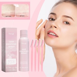 Hair Identifier Spray with Razor, Gentle Softening Hair Body Cleaning Hair Removal Spray, Facial Hair Removal Tool for Women:_2 counts_100ml/count