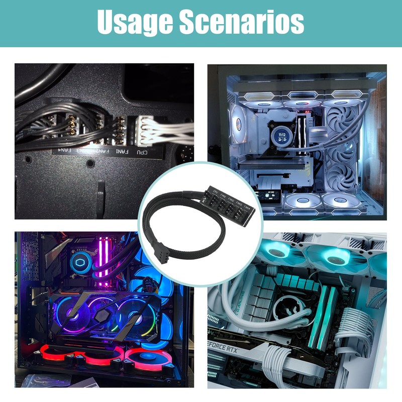2 Pieces PWM Fan Hub, PC 5-Way Splitter Hub Adapter
