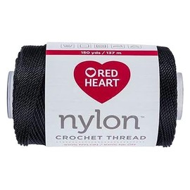Hilo de ganchillo de corazón rojo y negro, nailon, talla 18, 150 yardas, Red Heart
